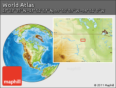 Physical Location Map of the Area around 47° 41' 6" N, 99° 22' 30" W