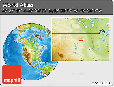 Physical Location Map of the Area around 47° 41' 6" N, 99° 22' 30" W