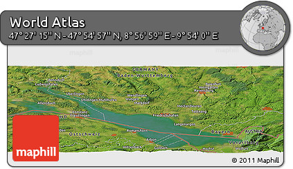 Satellite Panoramic Map of the Area around 47° 41' 6" N, 9° 25' 30" E