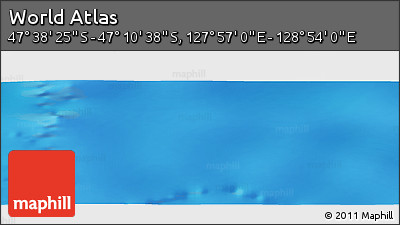 Physical Panoramic Map of the Area around 47° 24' 32" S, 128° 25' 30" E