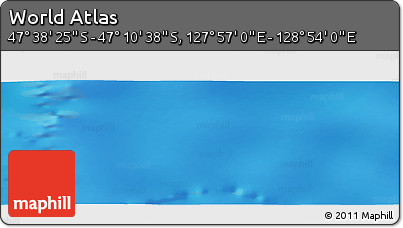 Physical Panoramic Map of the Area around 47° 24' 32" S, 128° 25' 30" E