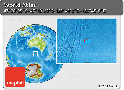Physical Location Map of the Area around 47° 24' 32" S, 129° 16' 30" E