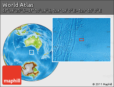 Physical Location Map of the Area around 47° 24' 32" S, 129° 16' 30" E