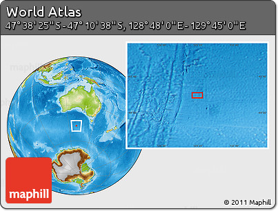Physical Location Map of the Area around 47° 24' 32" S, 129° 16' 30" E