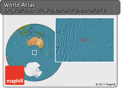 Satellite Location Map of the Area around 47° 24' 32" S, 130° 7' 30" E