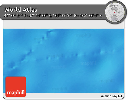 Physical 3D Map of the Area around 47° 24' 32" S, 136° 4' 29" E