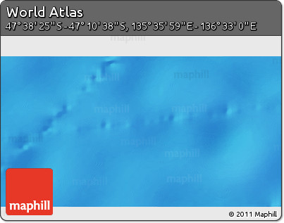 Physical 3D Map of the Area around 47° 24' 32" S, 136° 4' 29" E