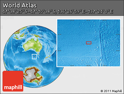 Physical Location Map of the Area around 47° 24' 32" S, 136° 55' 30" E