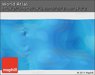Political 3D Map of the Area around 47° 24' 32" S, 140° 19' 29" E