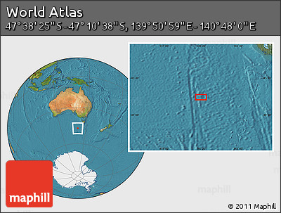 Satellite Location Map of the Area around 47° 24' 32" S, 140° 19' 29" E