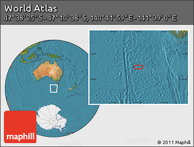 Satellite Location Map of the Area around 47° 24' 32" S, 141° 10' 30" E