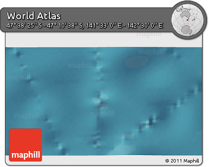 Satellite 3D Map of the Area around 47° 24' 32" S, 142° 1' 30" E