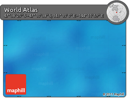 Physical Map of the Area around 47° 24' 32" S, 143° 43' 29" E