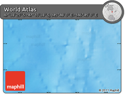 Physical Map of the Area around 47° 24' 32" S, 146° 16' 30" E
