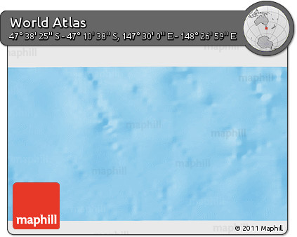 Physical 3D Map of the Area around 47° 24' 32" S, 147° 58' 29" E