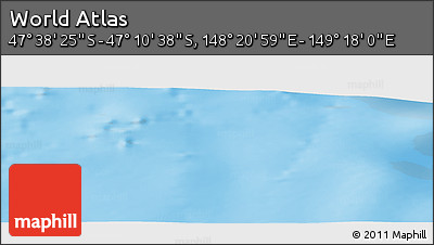 Physical Panoramic Map of the Area around 47° 24' 32" S, 148° 49' 29" E