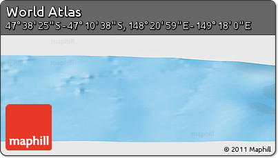 Physical Panoramic Map of the Area around 47° 24' 32" S, 148° 49' 29" E