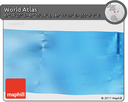 Shaded Relief 3D Map of the Area around 47° 24' 32" S, 149° 40' 30" E