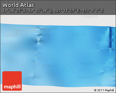 Shaded Relief 3D Map of the Area around 47° 24' 32" S, 149° 40' 30" E