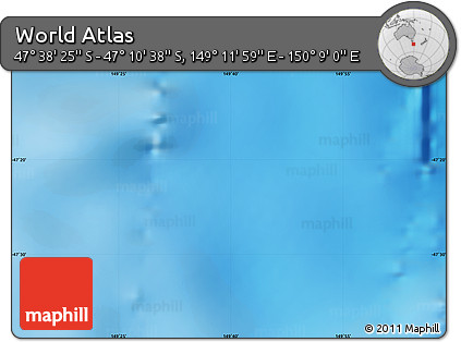 Physical Map of the Area around 47° 24' 32" S, 149° 40' 30" E