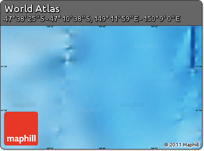 Physical Map of the Area around 47° 24' 32" S, 149° 40' 30" E