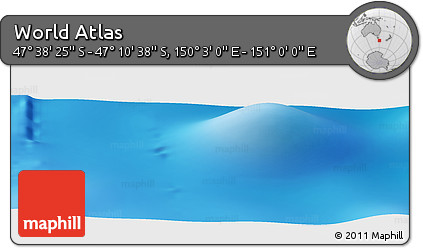 Physical Panoramic Map of the Area around 47° 24' 32" S, 150° 31' 30" E