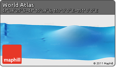Physical Panoramic Map of the Area around 47° 24' 32" S, 150° 31' 30" E