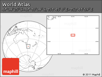 Blank Location Map of the Area around 47° 24' 32" S, 152° 13' 29" E
