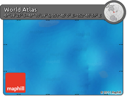 Physical Map of the Area around 47° 24' 32" S, 152° 13' 29" E