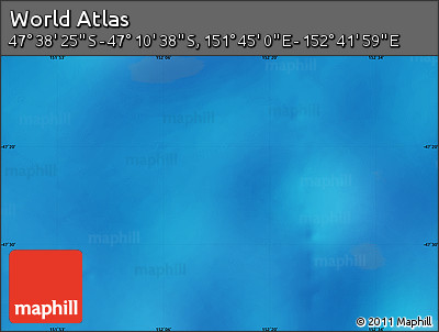 Physical Map of the Area around 47° 24' 32" S, 152° 13' 29" E