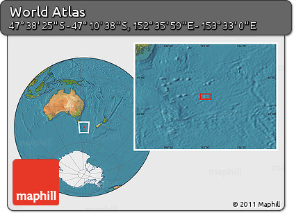 Satellite Location Map of the Area around 47° 24' 32" S, 153° 4' 29" E