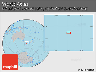Gray Location Map of the Area around 47° 24' 32" S, 157° 19' 29" E