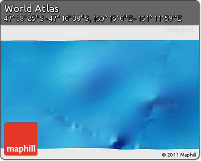 Physical 3D Map of the Area around 47° 24' 32" S, 160° 43' 29" E