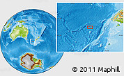 Physical Location Map of the area around 47° 24' 32" S, 162° 25' 30" E