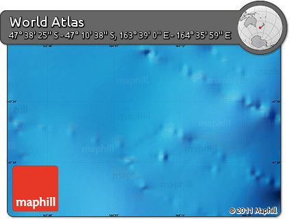 Physical Map of the Area around 47° 24' 32" S, 164° 7' 30" E