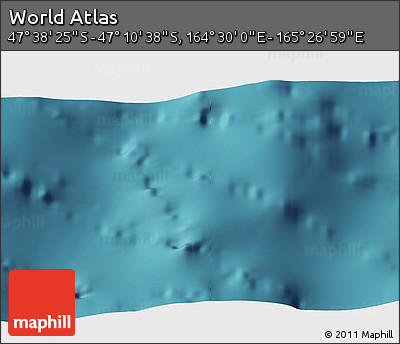 Satellite 3D Map of the Area around 47° 24' 32" S, 164° 58' 29" E