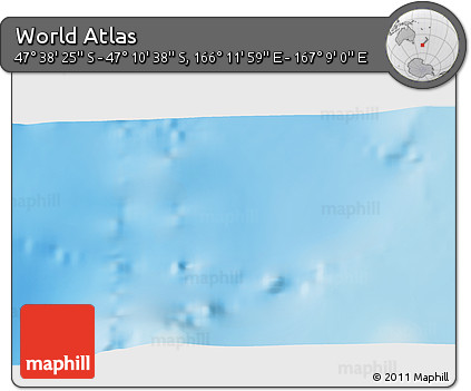 Shaded Relief 3D Map of the Area around 47° 24' 32" S, 166° 40' 30" E