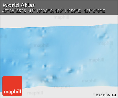 Shaded Relief 3D Map of the Area around 47° 24' 32" S, 166° 40' 30" E