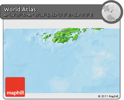 Political 3D Map of the Area around 47° 24' 32" S, 167° 31' 30" E