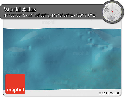 Satellite 3D Map of the Area around 47° 24' 32" S, 178° 34' 29" E