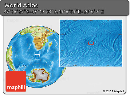 Physical Location Map of the Area around 47° 24' 32" S, 19° 37' 30" E