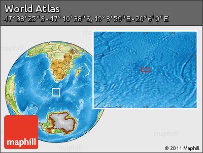 Physical Location Map of the Area around 47° 24' 32" S, 19° 37' 30" E