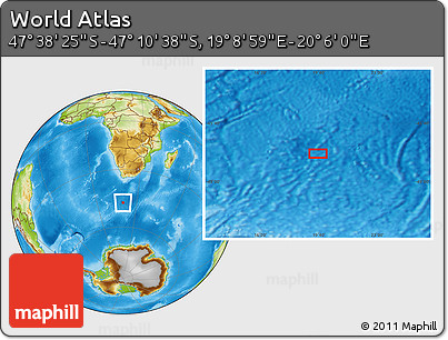 Physical Location Map of the Area around 47° 24' 32" S, 19° 37' 30" E