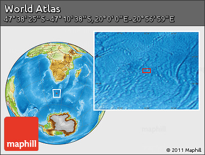 Physical Location Map of the Area around 47° 24' 32" S, 20° 28' 30" E