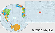 Political Location Map of the area around 47° 24' 32" S, 21° 10' 29" W