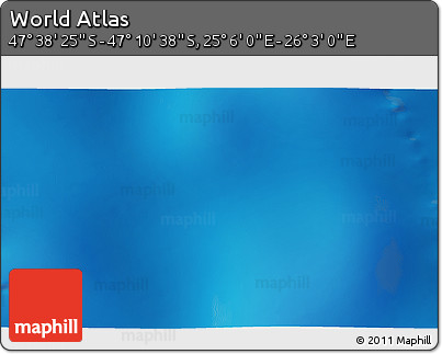 Shaded Relief 3D Map of the Area around 47° 24' 32" S, 25° 34' 30" E
