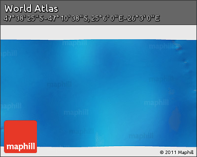 Shaded Relief 3D Map of the Area around 47° 24' 32" S, 25° 34' 30" E