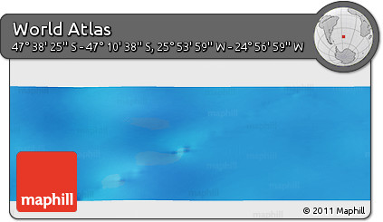 Physical Panoramic Map of the Area around 47° 24' 32" S, 25° 25' 29" W