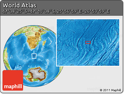 Physical Location Map of the Area around 47° 24' 32" S, 26° 25' 29" E