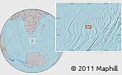Gray Location Map of the area around 47° 24' 32" S, 28° 7' 30" E, hill shading